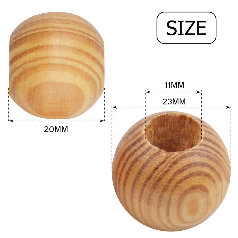 Aylifu Wooden Beads - 50pcs 23mm Round Hole Spacer Beads for Crafting & Jewelry Making - Image 5